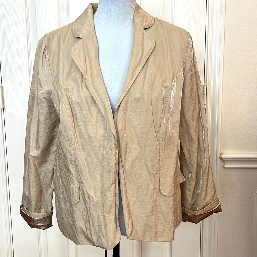 Chico’s Jacket Blazer metallic gold Sz 3